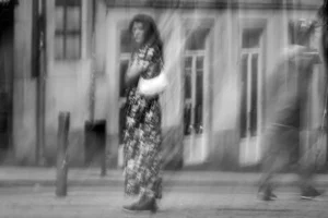 Blurry woman in Porto.